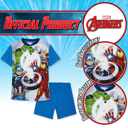 Pigiama Marvel Avengers corto per bambino in cotone leggero a maniche corte 7077