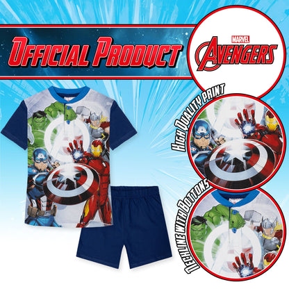 Pigiama Marvel Avengers corto per bambino in cotone leggero a maniche corte 7077