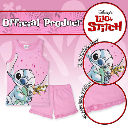 Pigiama Bambina Disney Lilo e Stitch in Cotone Leggero corto con canotta 7078