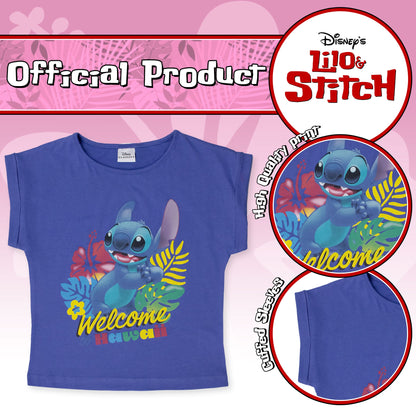 T-shirt Disney Lilo e Stitch bambina maglia maniche corte in cotone 7081