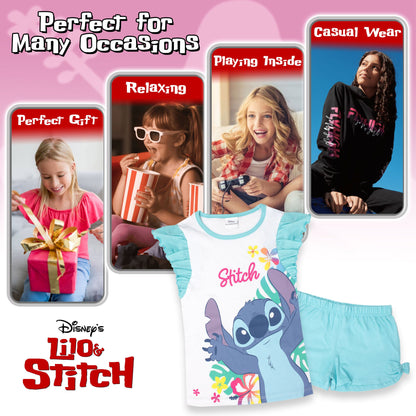 Pigiama Bambina Disney Lilo e Stitch in Cotone Leggero corto con volant 7083