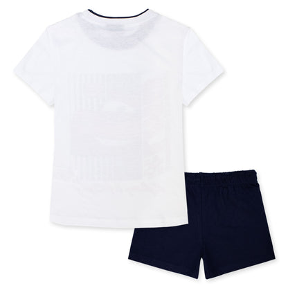 Completo bambino Disney Cars t-shirt e pantalone corto estivo in cotone 7087