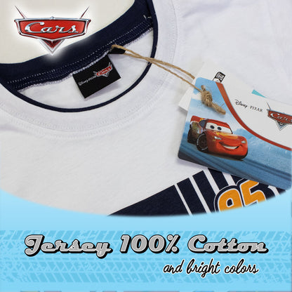 Completo bambino Disney Cars t-shirt e pantalone corto estivo in cotone 7087