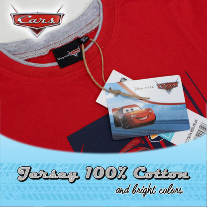 Completo bambino Disney Cars t-shirt e pantalone corto estivo in cotone 7087