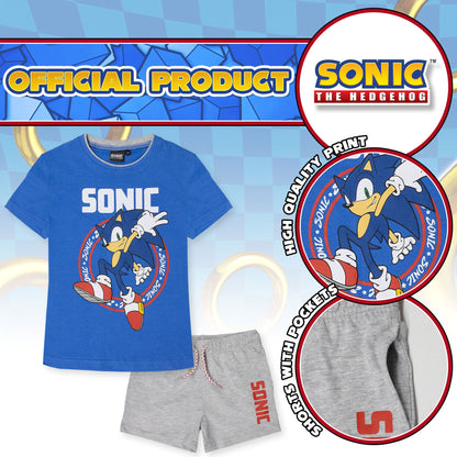 Sega Sonic The Hedgehog Kids' T-Shirt and Shorts Summer Cotton Set 7088