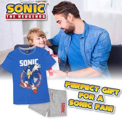 Sega Sonic The Hedgehog Kids' T-Shirt and Shorts Summer Cotton Set 7088
