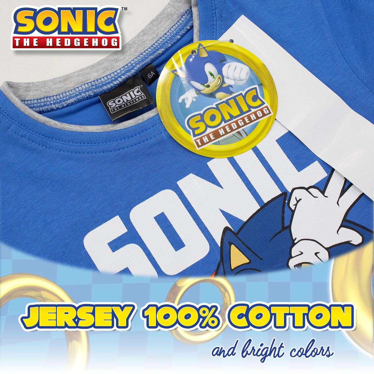 Sega Sonic The Hedgehog Kids' T-Shirt and Shorts Summer Cotton Set 7088
