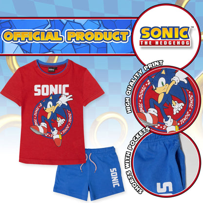 Sega Sonic The Hedgehog Kids' T-Shirt and Shorts Summer Cotton Set 7088