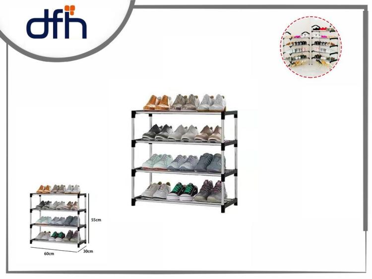 Schuhregal mit 4 Ablagen, platzsparend, Aufbewahrungsregal, Schuhständer, 60 x 30 x 55 cm