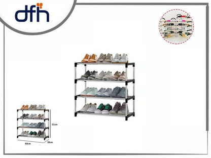 Schuhregal mit 4 Ablagen, platzsparend, Aufbewahrungsregal, Schuhständer, 60 x 30 x 55 cm
