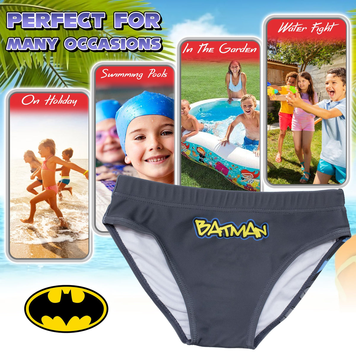 Batman swimsuit for boys, briefs, baby beachwear 7105