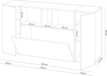 Credenza moderna Royla bianca e cemento – Stile nordico 150 cm