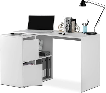 Scrittoio reversibile bianco pluriposizione - 120x49x78 cm regolabile