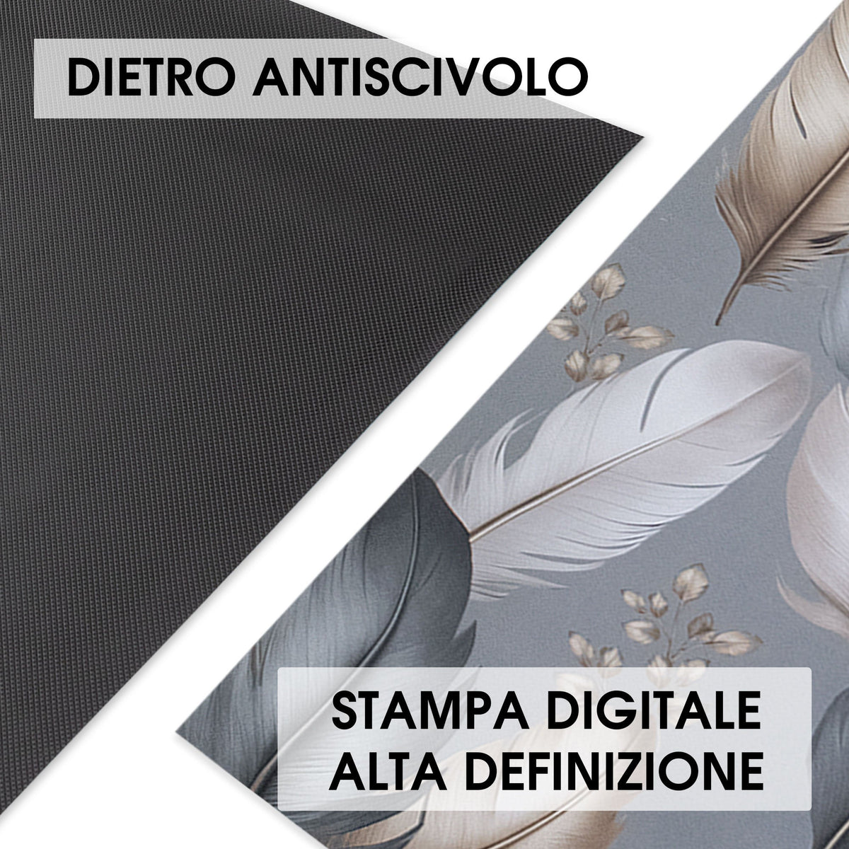 Tappeto cucina passatoia antiscivolo a metro stampa digitale Piume gommato 7122