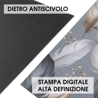 Tappeto cucina passatoia antiscivolo a metro stampa digitale Piume gommato 7122