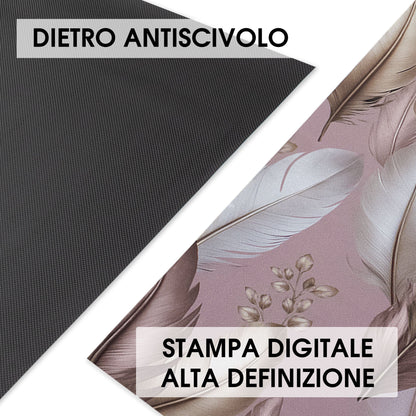 Tappeto cucina passatoia antiscivolo a metro stampa digitale Piume gommato 7122