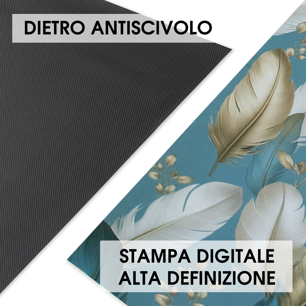 Tappeto cucina passatoia antiscivolo a metro stampa digitale Piume gommato 7122