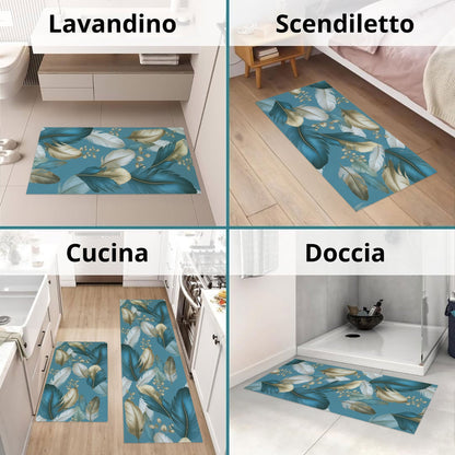 Tappeto cucina passatoia antiscivolo a metro stampa digitale Piume gommato 7122