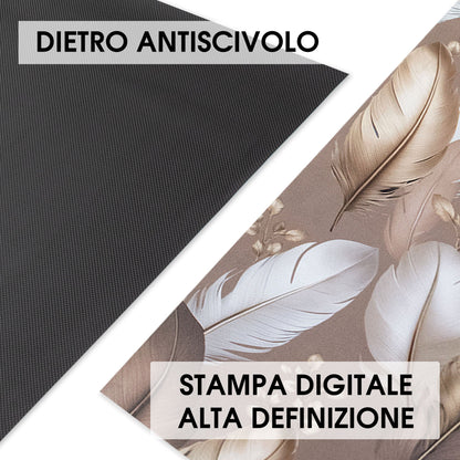 Tappeto cucina passatoia antiscivolo a metro stampa digitale Piume gommato 7122