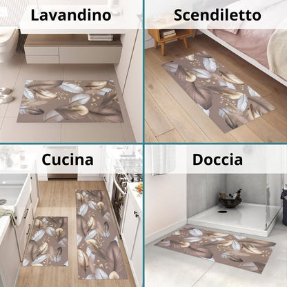 Tappeto cucina passatoia antiscivolo a metro stampa digitale Piume gommato 7122