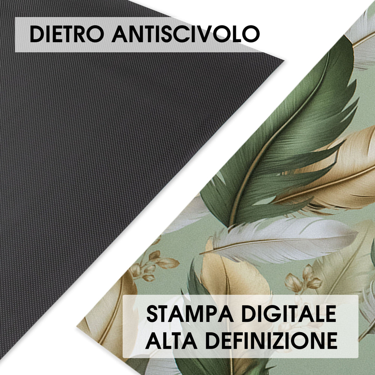 Tappeto cucina passatoia antiscivolo a metro stampa digitale Piume gommato 7122