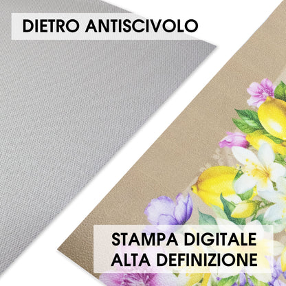 Tappeto cucina passatoia antiscivolo Limoni con maioliche Vietrese gommato 7123