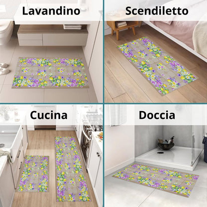 Tappeto cucina passatoia antiscivolo Limoni con maioliche Vietrese gommato 7123