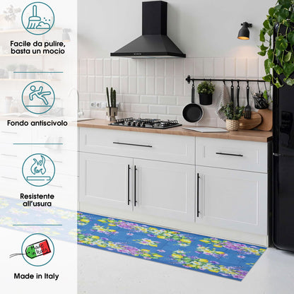 Tappeto cucina passatoia antiscivolo Limoni con maioliche Vietrese gommato 7123