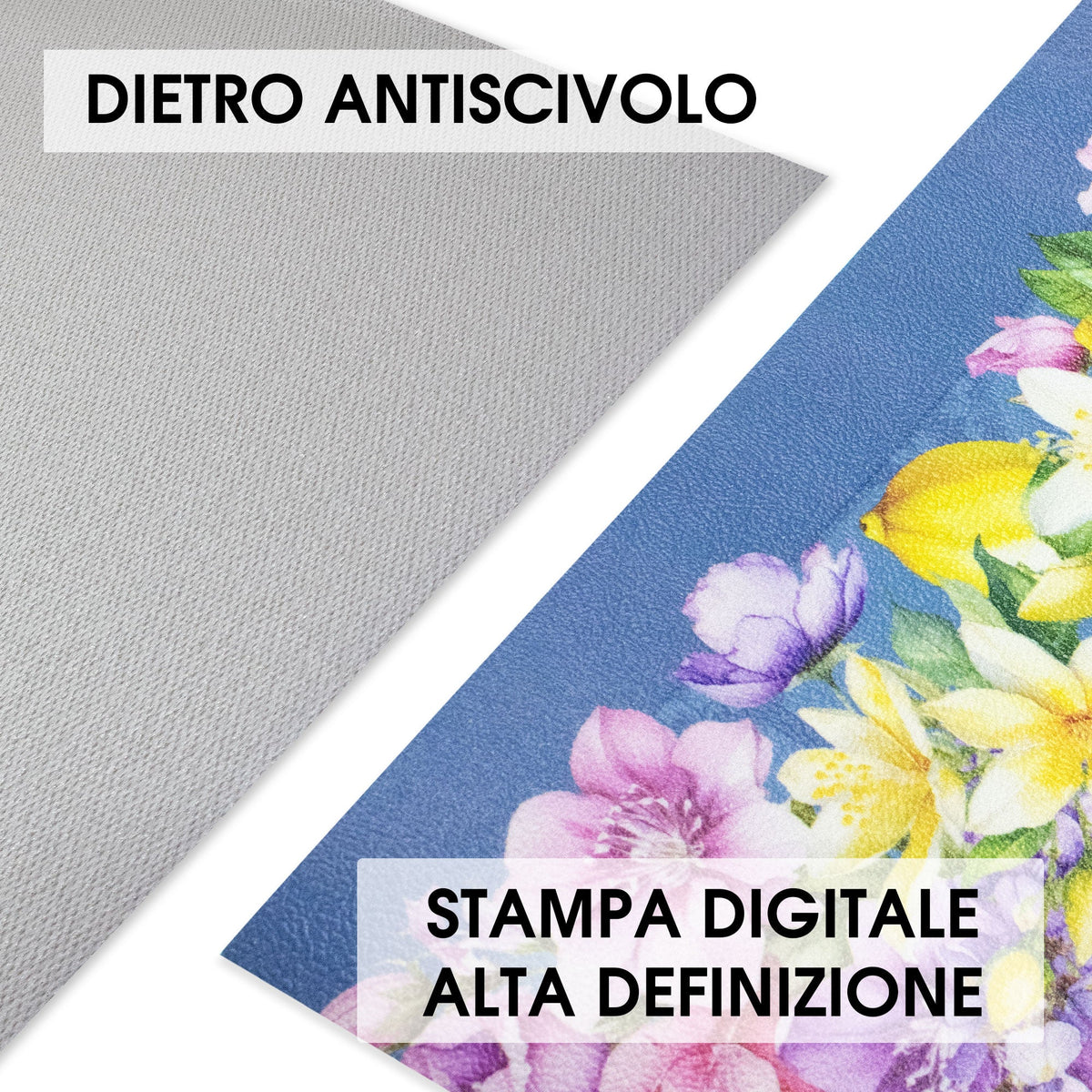 Tappeto cucina passatoia antiscivolo Limoni con maioliche Vietrese gommato 7123
