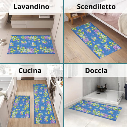 Tappeto cucina passatoia antiscivolo Limoni con maioliche Vietrese gommato 7123