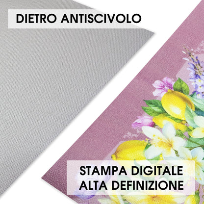 Tappeto cucina passatoia antiscivolo Limoni con maioliche Vietrese gommato 7123