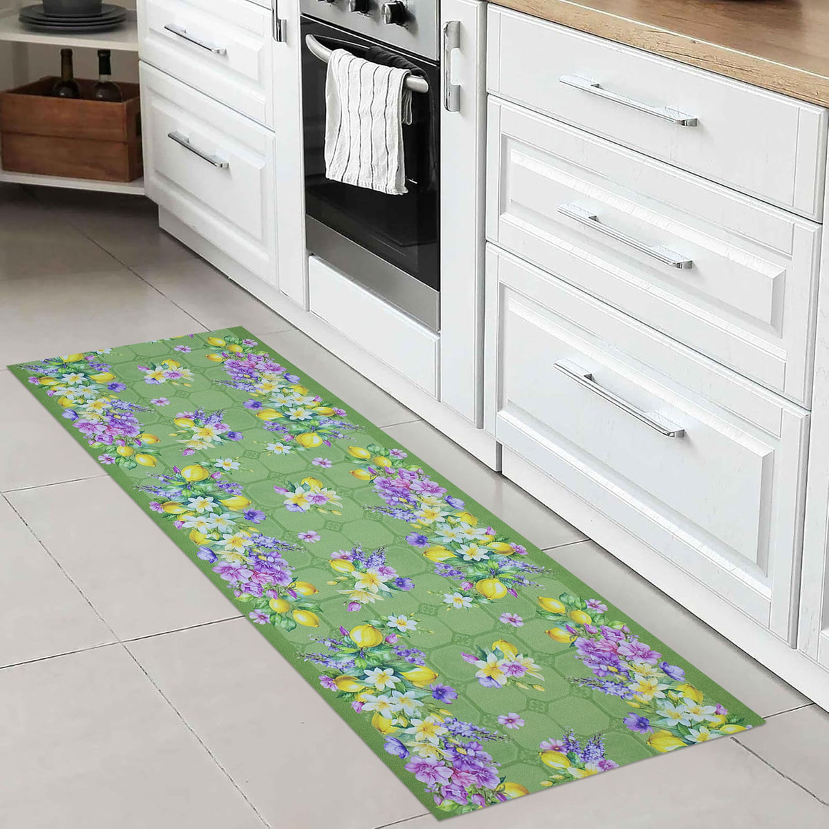 Tappeto cucina passatoia antiscivolo Limoni con maioliche Vietrese gommato 7123