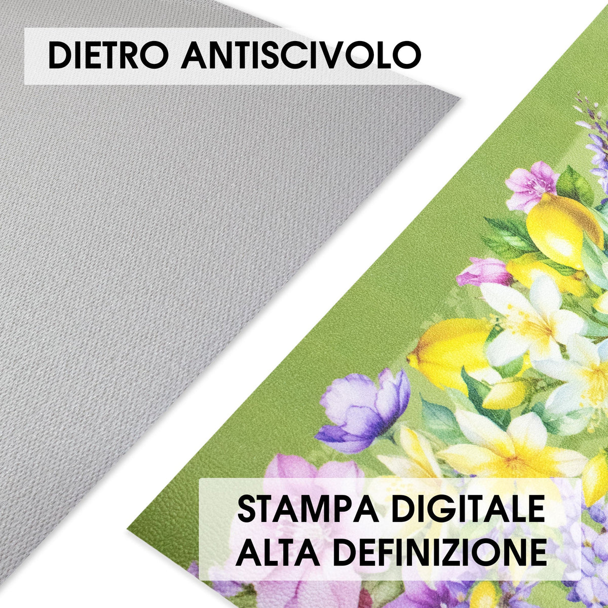 Tappeto cucina passatoia antiscivolo Limoni con maioliche Vietrese gommato 7123