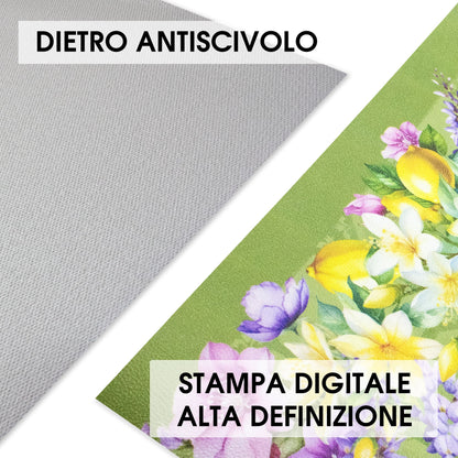 Tappeto cucina passatoia antiscivolo Limoni con maioliche Vietrese gommato 7123