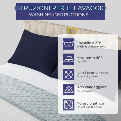 Coppia federe cuscini letto in cotone Copricuscini guanciale in tinta unita 7127