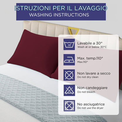Coppia federe cuscini letto in cotone Copricuscini guanciale in tinta unita 7127