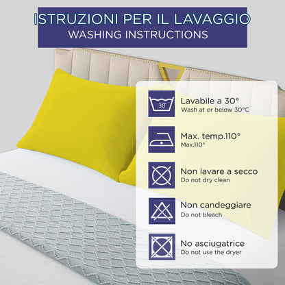Coppia federe cuscini letto in cotone Copricuscini guanciale in tinta unita 7127
