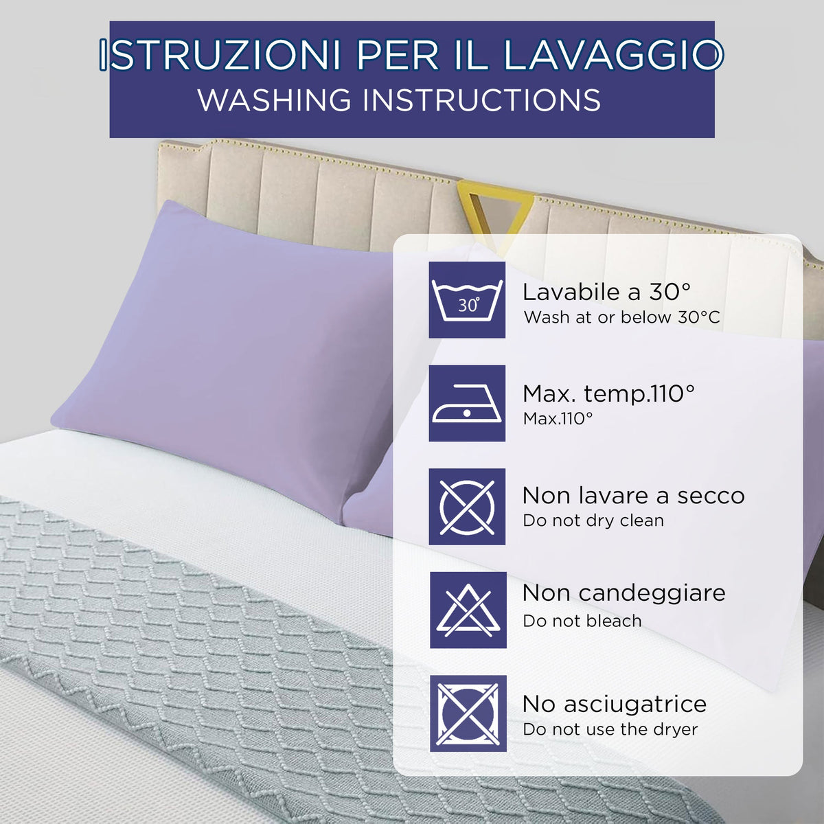 Coppia federe cuscini letto in cotone Copricuscini guanciale in tinta unita 7127