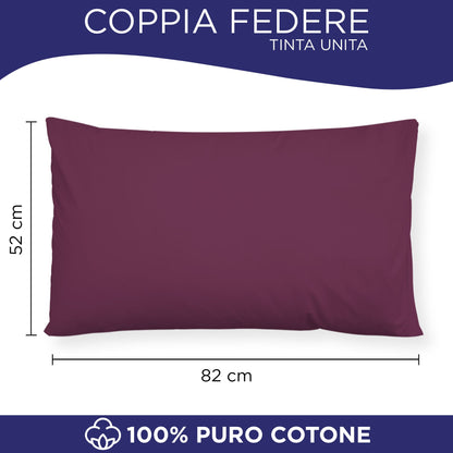 Coppia federe cuscini letto in cotone Copricuscini guanciale in tinta unita 7127