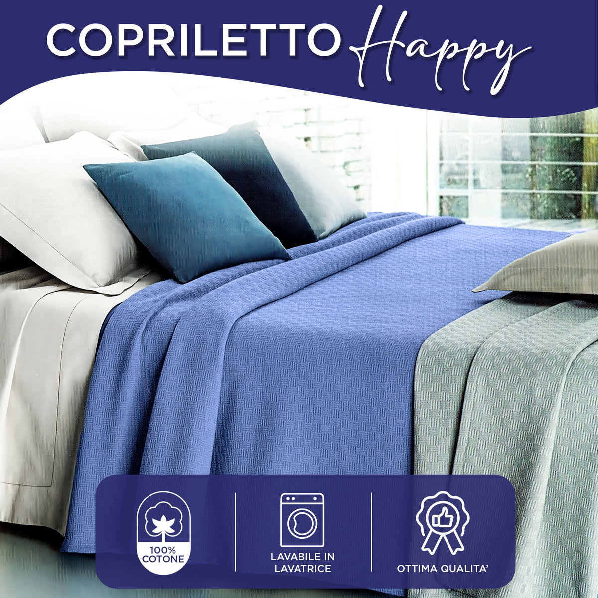 Lightweight cotton piqué bedspread, spring/summer, various sizes 7129