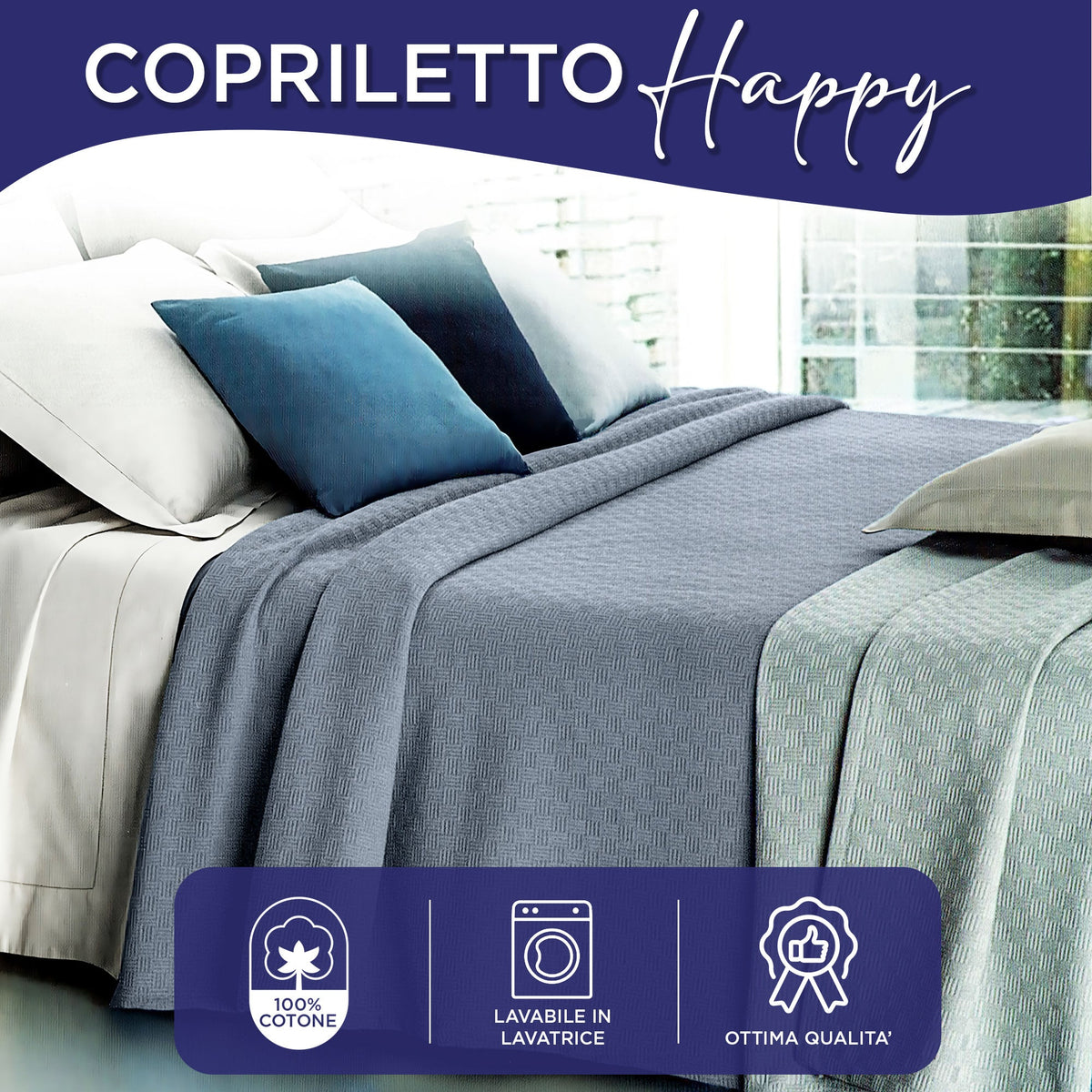 Lightweight cotton piqué bedspread, spring/summer, various sizes 7129