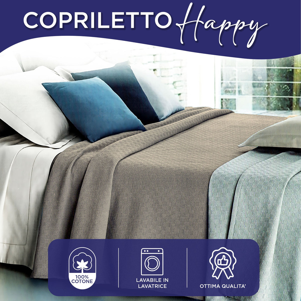 Lightweight cotton piqué bedspread, spring/summer, various sizes 7129