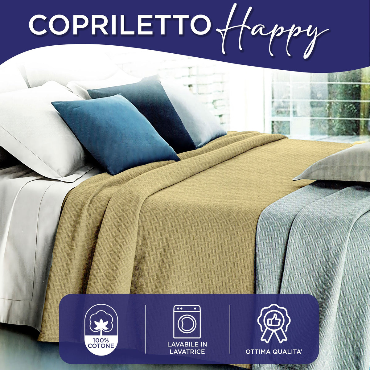 Lightweight cotton piqué bedspread, spring/summer, various sizes 7129