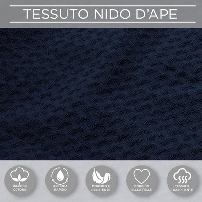 Accappatoio Nido d’Ape Unisex Uomo Donna leggero con Cappuccio e tasche 7130