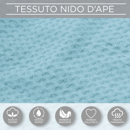 Accappatoio Nido d’Ape Unisex Uomo Donna leggero con Cappuccio e tasche 7130