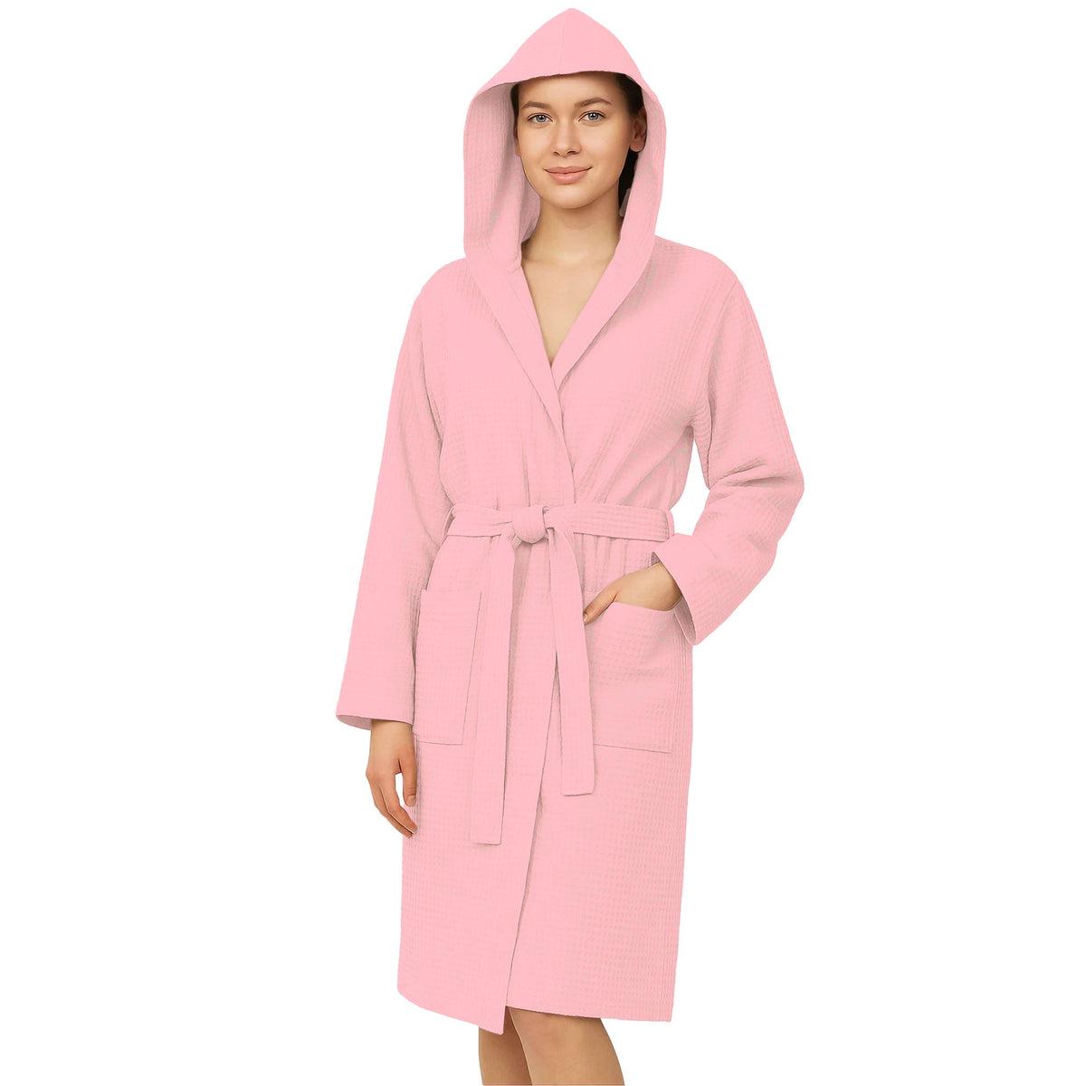 Accappatoio Nido d’Ape Unisex Uomo Donna leggero con Cappuccio e tasche 7130