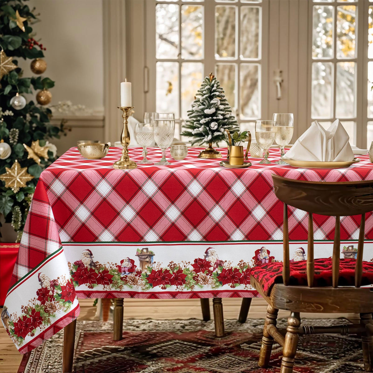 Tovaglia Natalizia in Rasatello Made in Italy Decoro Natale varie misure 7132