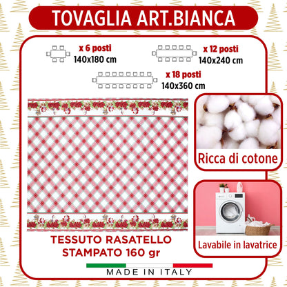 Tovaglia Natalizia in Rasatello Made in Italy Decoro Natale varie misure 7132