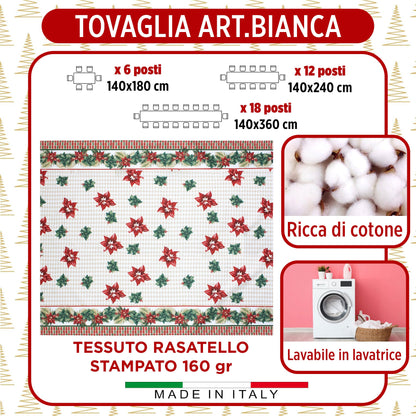 Tovaglia Natalizia in Rasatello Made in Italy Decoro Natale varie misure 7132
