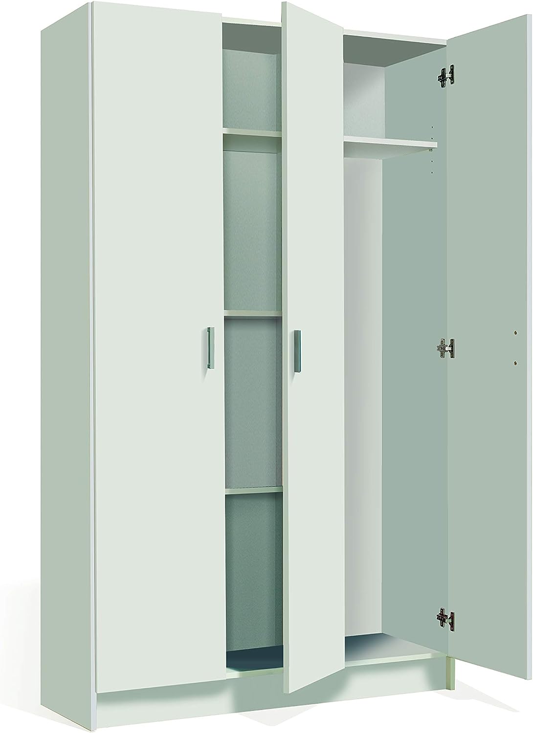 Besenschrank 3 Türen B109xH180xT37 aus Melamin Weiß